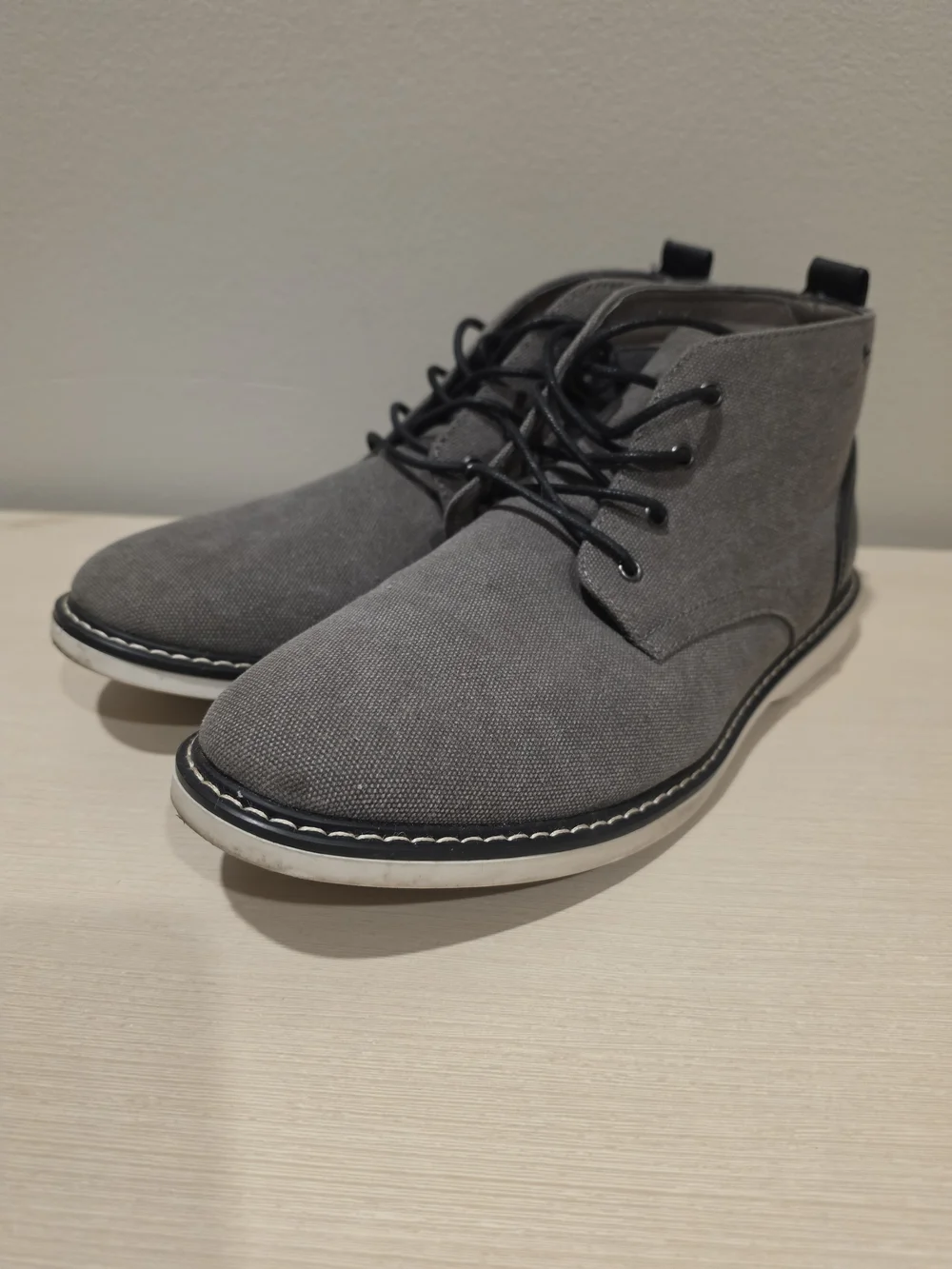 London Fog Belmont Mens Gray Canvas Chukka Boots Shoes Size 10.5 M